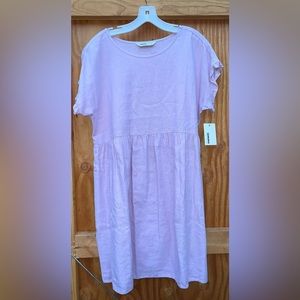 NWT Medium Women’s Sonoma Dress W/ Pockets, Lavender, Ruffle Short Sleeves